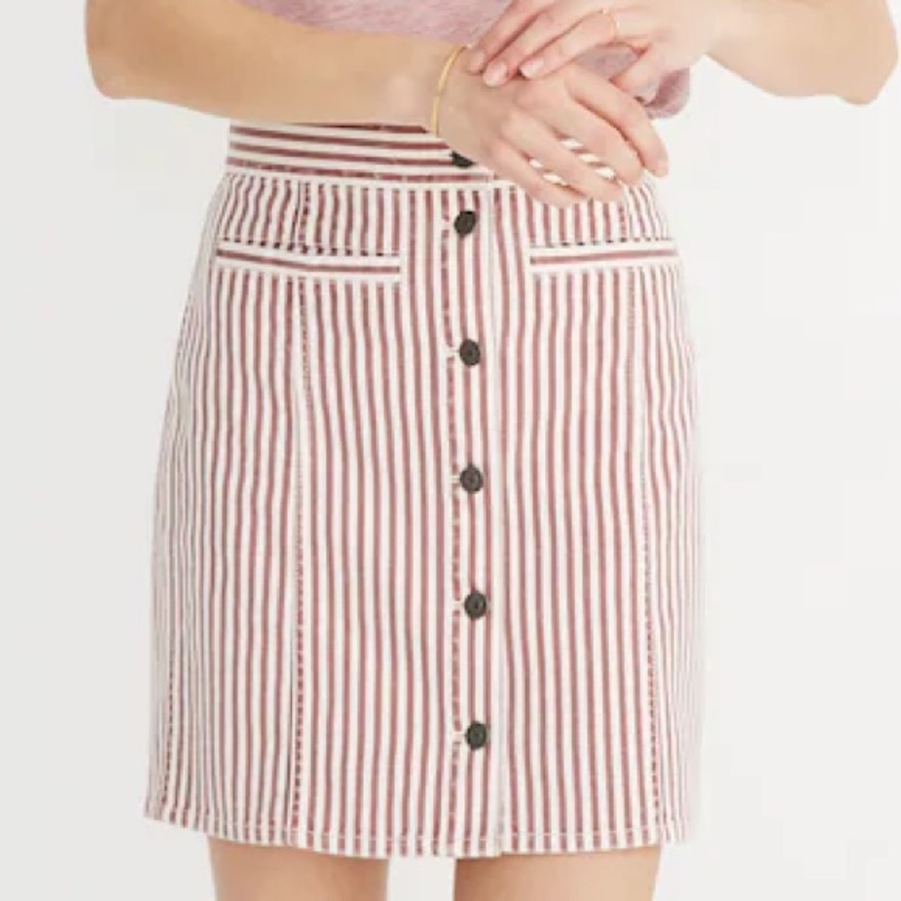 Madewell Denim Luca Stripe Straight Mini Skirt Size 26